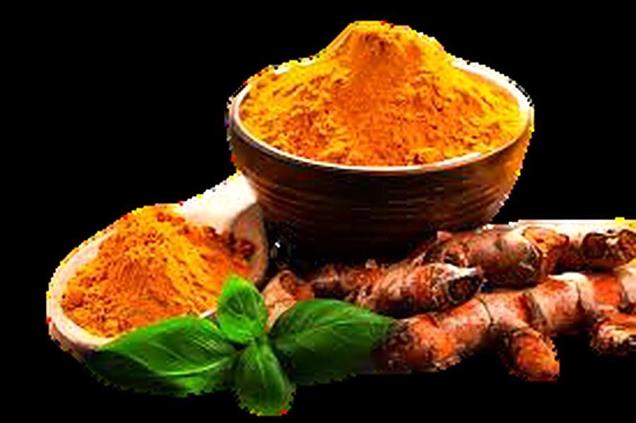 Turmeric root, slices and ground powder (1)